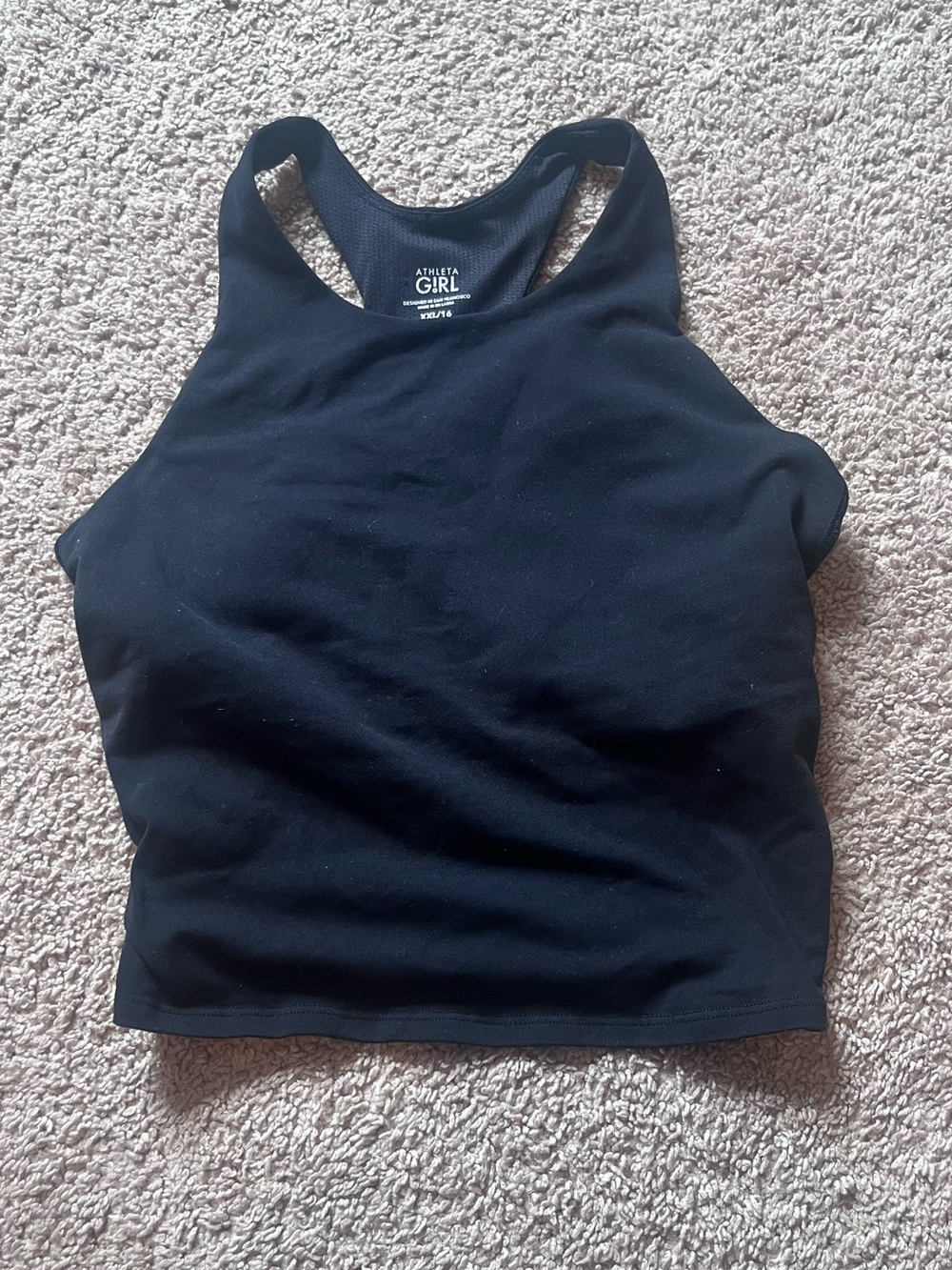Athleta Black High-Neck Racerback Crop Tank